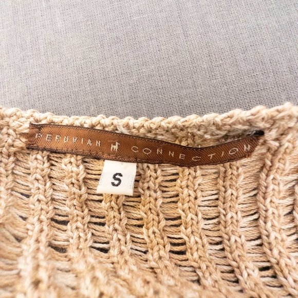 Peruvian Connection Small Cardigan Beige Knit Button Front Long Sleeve Sweater - Picture 7 of 10